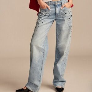 Lucky Brand Bejeweled Baggy Jeans